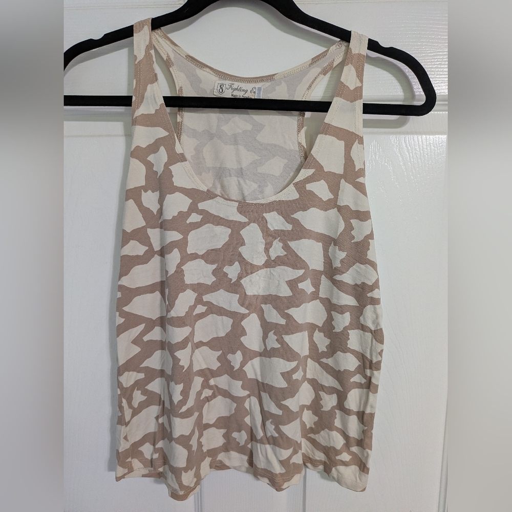 Fighting Eel Beige and White Patterned Tank Top